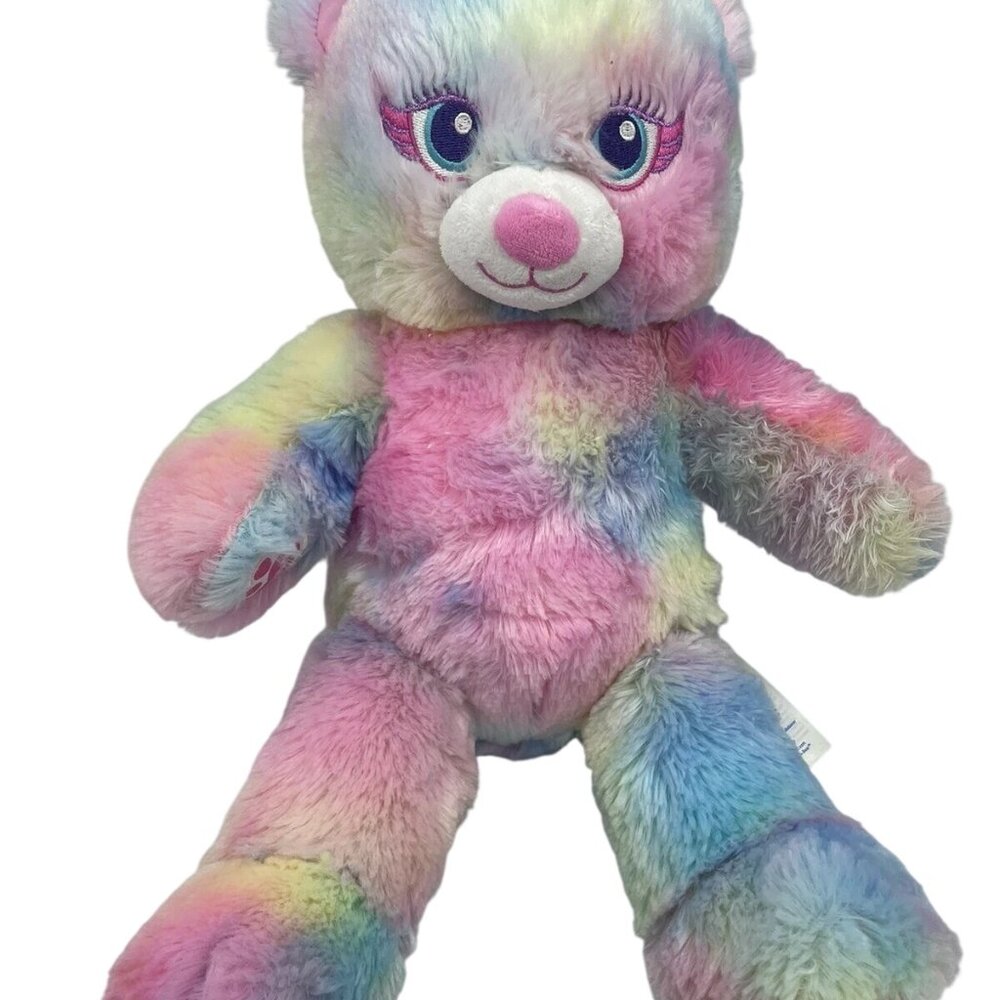 Build-A-Bear Rainbow Butterfly Teddy Plush 2023 Pastel Tie-Dye Bear Wings